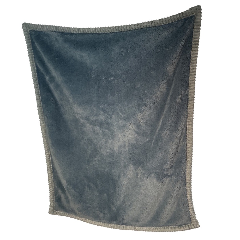 Chickpea Blue‎ Cream Reversible Sherpa Fleece Baby Blanket 30x36 Ribbed Trim